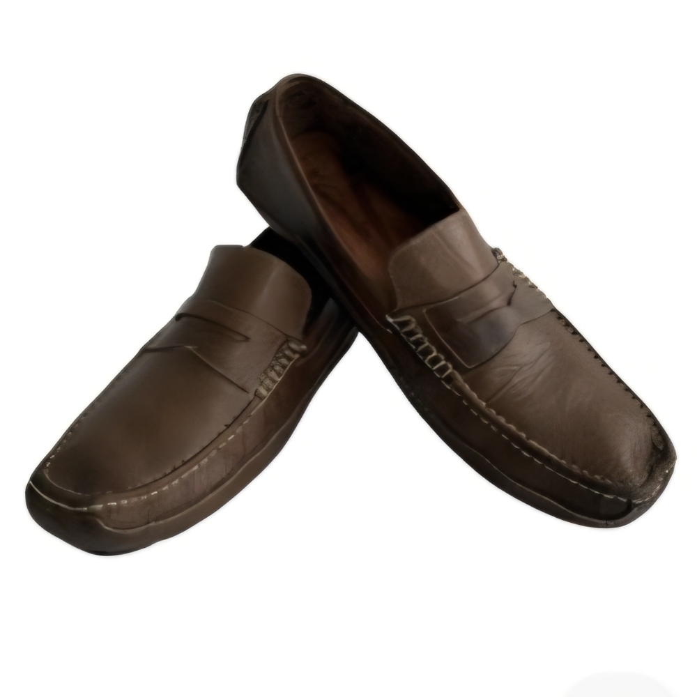 MEN CLARK GENUINE DARK BROWN LEATHER PENNY LOAFERS SLIP ON SHOES SIZE 10.5